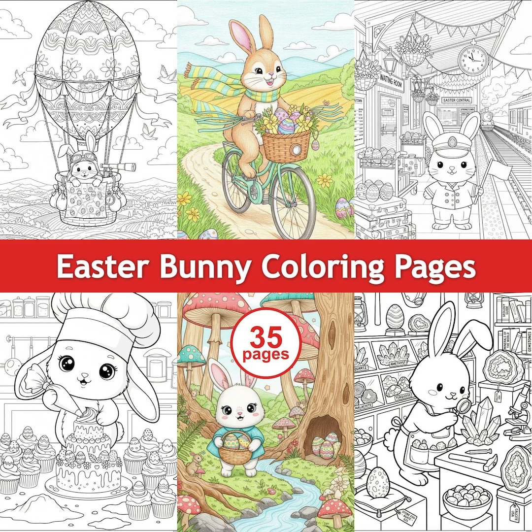 Easter Bunny Coloring Pages PDF