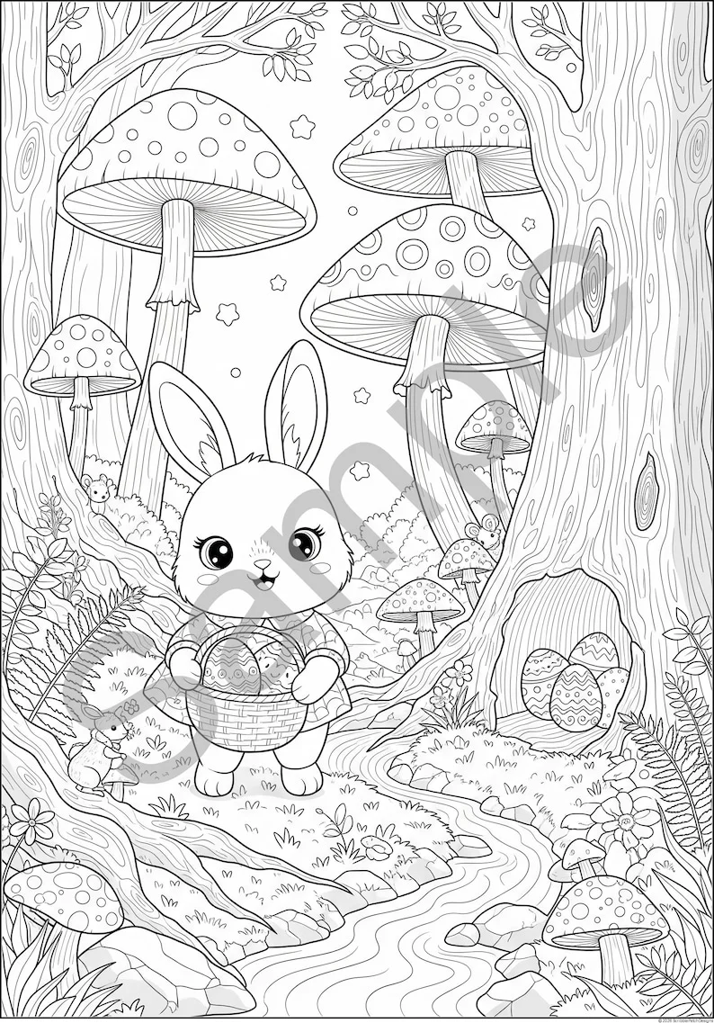 Thumbnail 2 for Easter Bunny Coloring Pages PDF