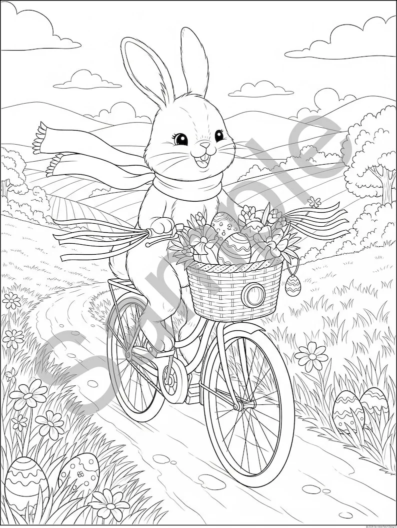 Thumbnail 3 for Easter Bunny Coloring Pages PDF