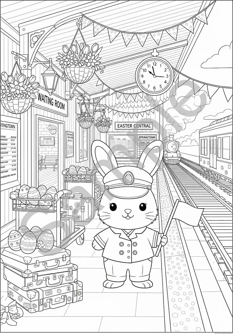 Thumbnail 5 for Easter Bunny Coloring Pages PDF