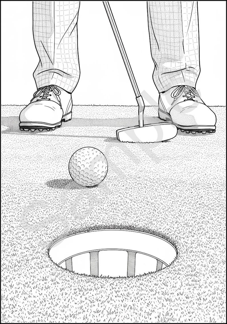 Thumbnail 3 for Golf Coloring Pages PDF – Printable Sports Activity for Kids & Adults – Instant Download
