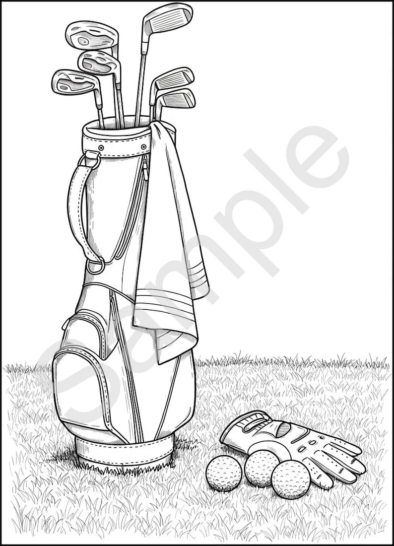 Thumbnail 5 for Golf Coloring Pages PDF – Printable Sports Activity for Kids & Adults – Instant Download