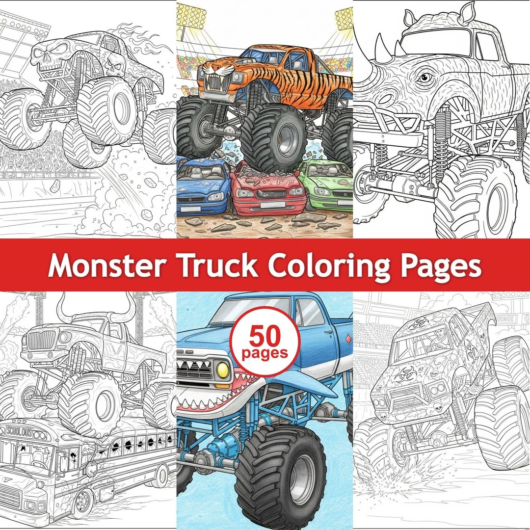 Monster Truck Coloring Pages PDF