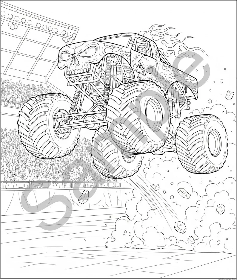 Thumbnail 2 for Monster Truck Coloring Pages PDF