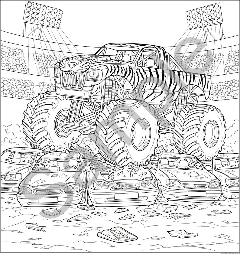 Thumbnail 3 for Monster Truck Coloring Pages PDF