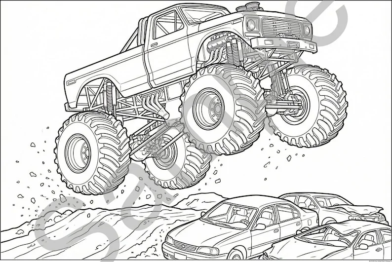 Thumbnail 4 for Monster Truck Coloring Pages PDF