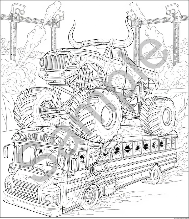 Thumbnail 5 for Monster Truck Coloring Pages PDF