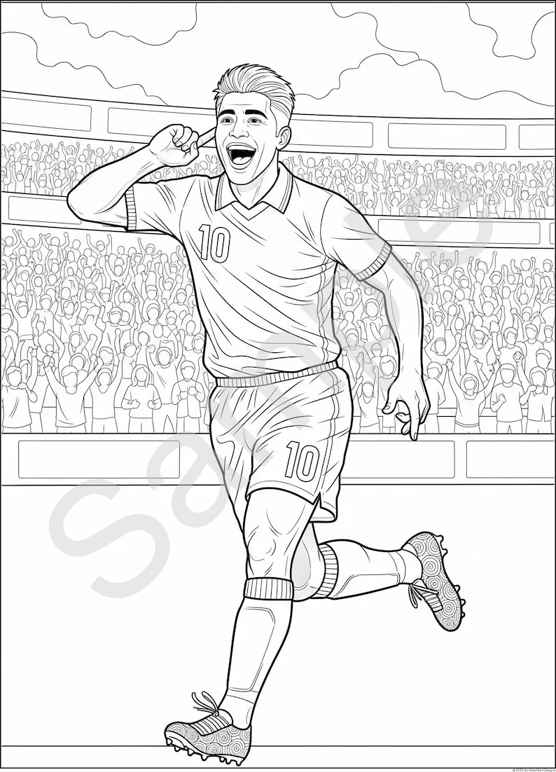 Thumbnail 3 for Soccer Football Coloring Pages - Printable PDF