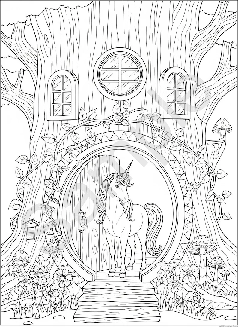 Thumbnail 2 for Unicorn Coloring Pages - Printable PDF