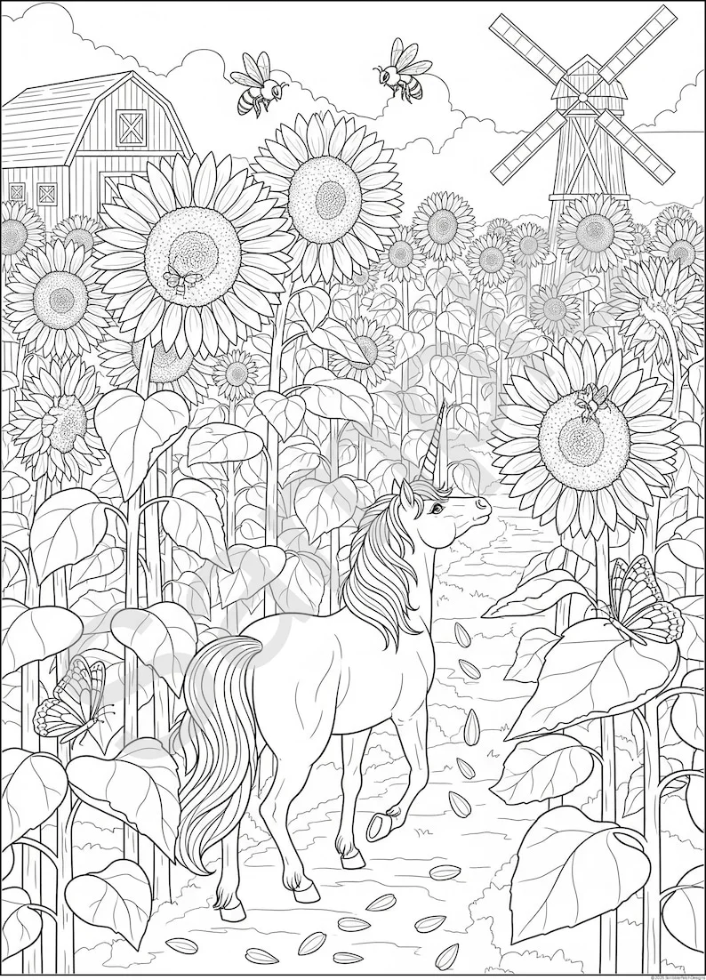 Thumbnail 3 for Unicorn Coloring Pages - Printable PDF
