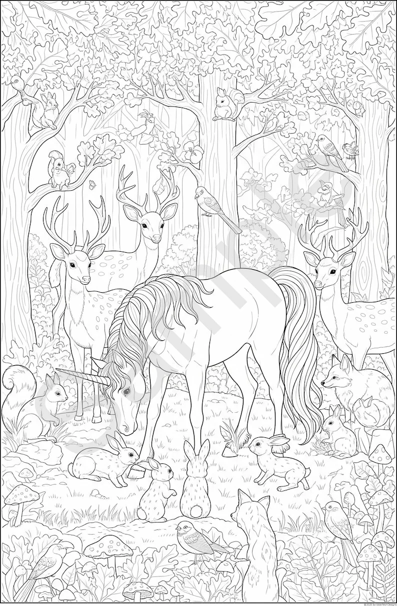 Thumbnail 4 for Unicorn Coloring Pages - Printable PDF